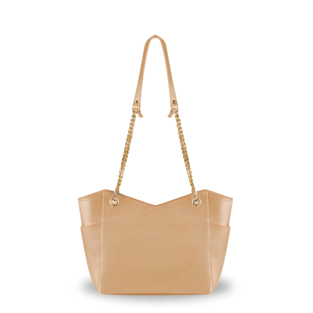 The Burgundy Chain Tote beige 2