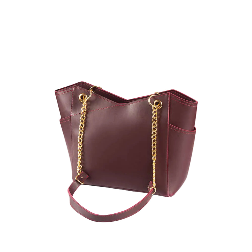 The Burgundy Chain Tote mahroon