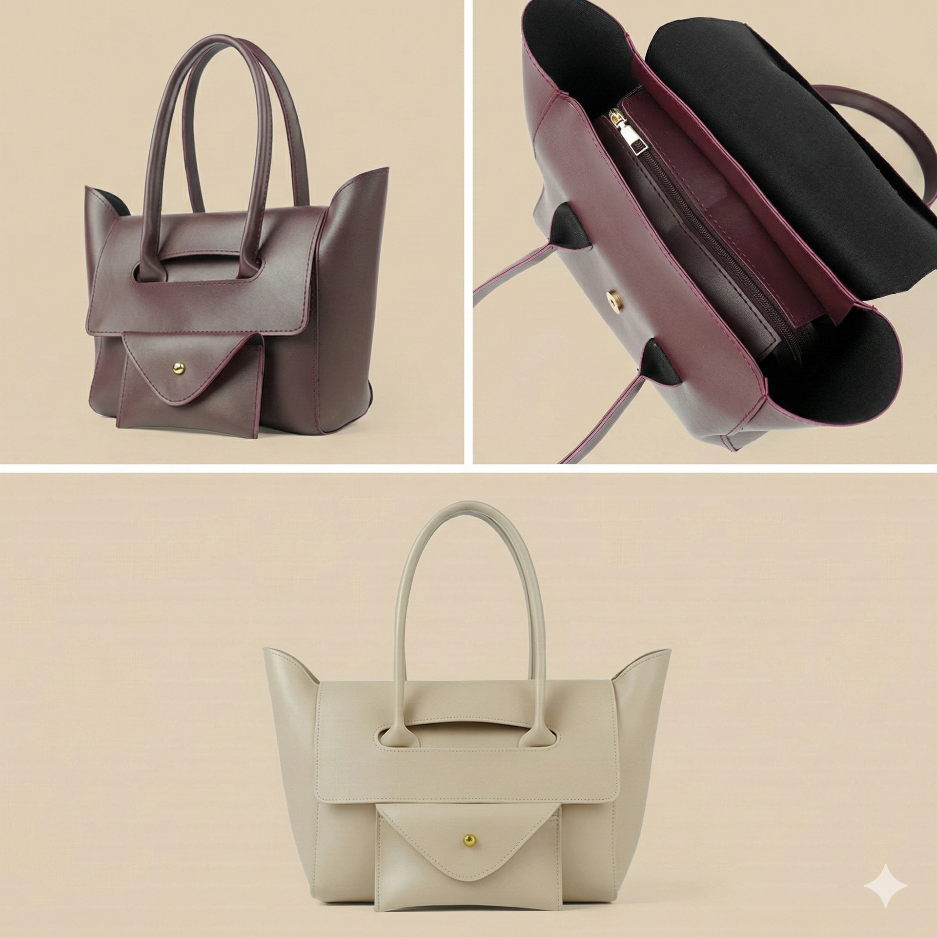 The Sculpted Wing Tote beige 2